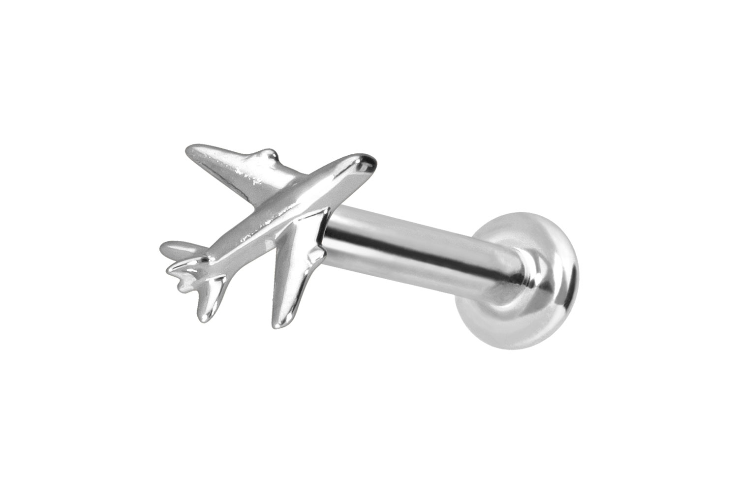 14 Karat Gold Labret Piercing mit Innengewinde FLUGZEUG